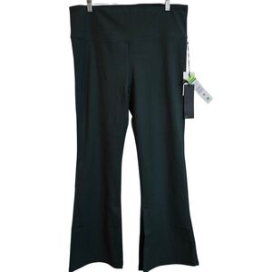 Mono B Dark Green Plus 1X Flared Leggings With A Split Hem Design At Ankle